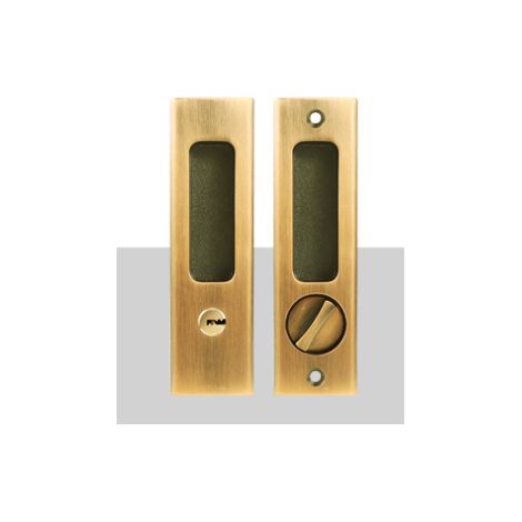 Pocket Door Handle With Key Sliding Door Lock Key  Recessed Door Handle 160mm(brass) (1/5)