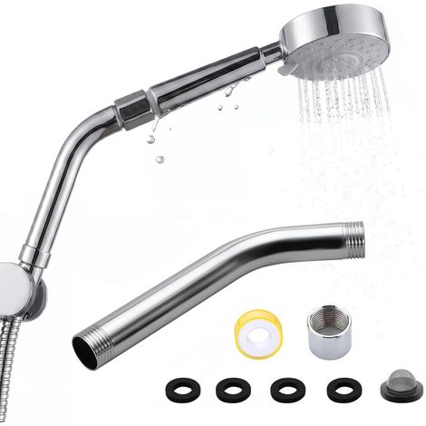 Douche de tête incurvée vers l'avant en acier inoxydable universel pour pommeau de douche et bras d'extension de tuyau (1/5)