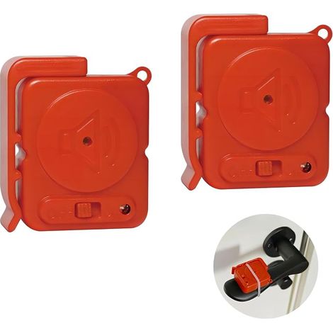 2 Lots d'alarmes de poignée de Porte, Petite Taille 120 DB, sirène d'alerte antivol pour la Maison, l'appartement et Les Voyages (Rouge) (1/5)