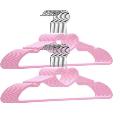 20 cintres en plastique rose en forme de cœur – compacts, résistants et durables – idéaux pour robes, chemises et manteaux (1/4)