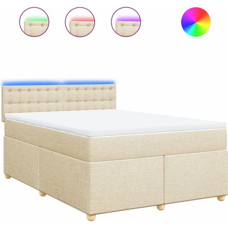 Maison Exclusive - Sommier à lattes de lit avec matelas Crème 160x200 cm Tissu (1/5)