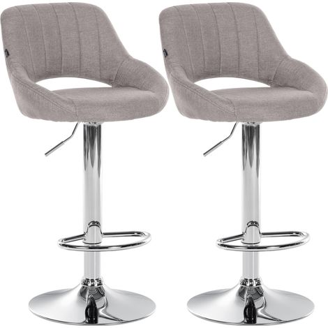 Lot de 2 tabourets de bar Milet en tissu Gris Métal chromé