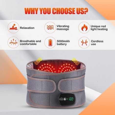 Coussin Chauffant Électrique Pour La Taille, Ceinture Chauffante Pour Dos Sans Fil Avec 3 Modes De Massage Chauffant Rapide, Écran Tactile, Pour L'abdomen Avec Batterie Rechargeable 5000mAh (1/4)