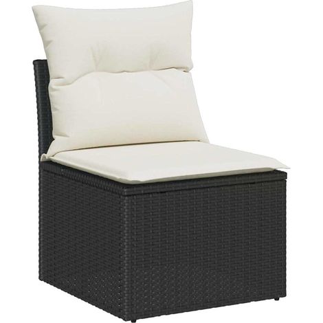 Maison Exclusive - Set Divano da Giardino 3 pcs Nero e bianco Poly Rattan