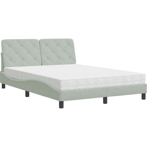 Maison Exclusive - Bett mit Matratze Hellgrau 140x190 cm Samt (1/5)