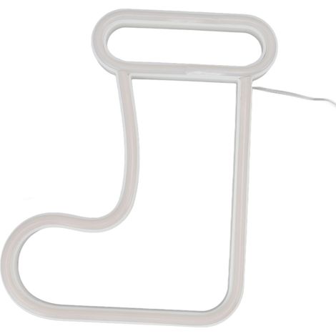 LED-Neonlicht in Form eines Weihnachtsstiefels, batteriebetrieben und per USB aufladbar, ideale Wanddekoration für die Feiertage. (1/5)