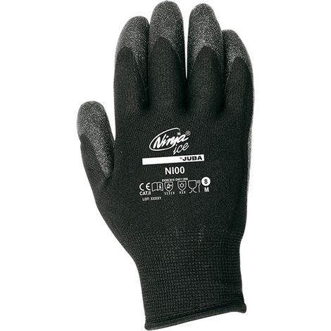 NI00/10 GUANTE NYLON CON INTERIOR DE VULRIZO PALMA RECUBIERTA PVC COLOR NEGRO APTO US - JUBA (1/3)