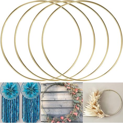 Metallringe 30 cm 4-teilig Gold Traumfänger Makramee Ring für Träume
