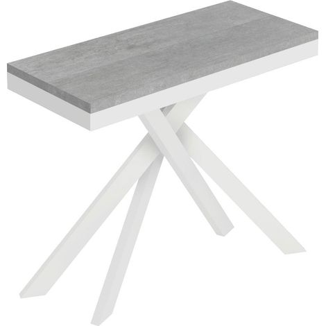 Consolle Allungabile 90-196x40x77 cm Saki Small Evolution Cemento Gambe Bianche (1/4)
