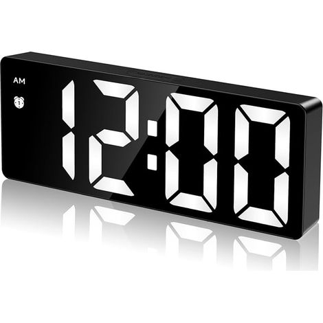 Sveglia digitale da comodino, grande sveglia elettronica a LED con funzione snooze, visualizzazione di data e temperatura, luminosità regolabile, formato orario 12/24 ore, orologio digitale silenzioso (1/5)