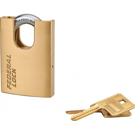 THIRARD - Cadenas à clé Fédéral Lock 530-P, laiton, chantier, anse protégée acier, 60mm, 2 clés - THIRARD