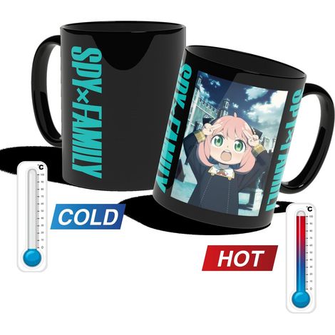 Mug thermoréactif 320 ml - Compatible lave-vaisselle et micro-ondes - Motif - Noir (1/5)