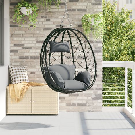 Hängesessel Korb ohne Gestell Anthrazit Poly Rattan vidaXL449654