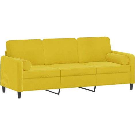 vidaXL Canapé 3 places avec oreillers décoratifs jaune 180 cm velours (1/5)