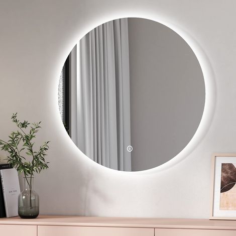 Miroir Salle de Bain LED Rond 80 cm à éclairage Blanc Froid 6500K (1/5)