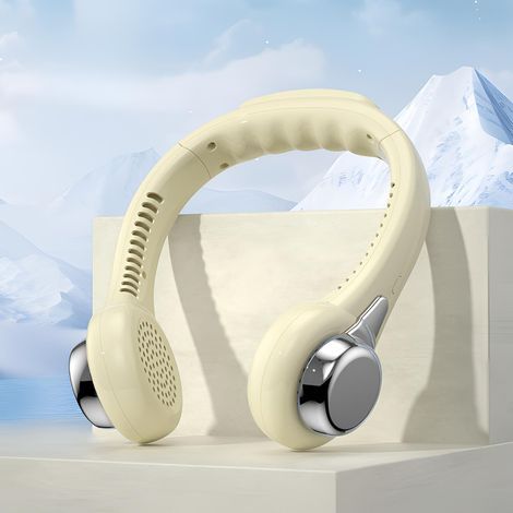 Le nouveau ventilateur de cou suspendu en forme d'écouteur rechargeable, ventilateur de cou suspendu portable adapté au travail et à la vie d'été, 3 modes. (1/5)