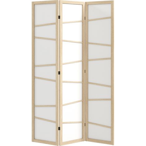 HOMCOM Room Divider, Screen Protector with Frame, Natural Wood Finish (1/5)