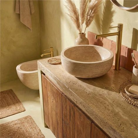 Exagonshop Coppia rubinetti lavabo alto e bidet senza scarico oro