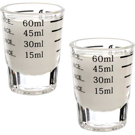 Verre à Mesurer - Verre à Espresso en Verre Épais avec Échelle Imprimée - Pour Café, Lait, Vin, Cuisson et Boissons - Lot de 2 (1/5)