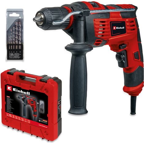 Einhell Schlagbohrmaschinen-Set TC-ID 720/1 E Kit (Bohren/Schlagbohren, 13 mm-Schnellspannbohrfutter, Drehzahl-Elektronik, inkl. 5-tlg. Bohrer-Set für Beton + E-Box) (1/5)