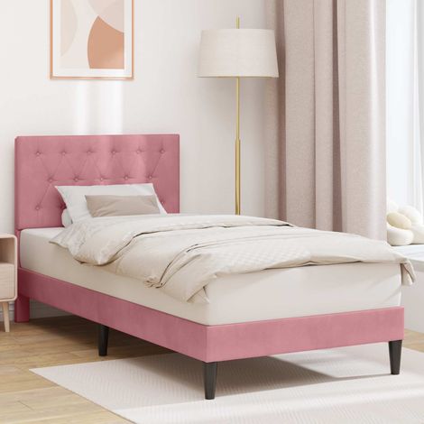 vidaXL Cadre de lit avec tête de lit Rose 80 x 200 cm Velours (1/5)