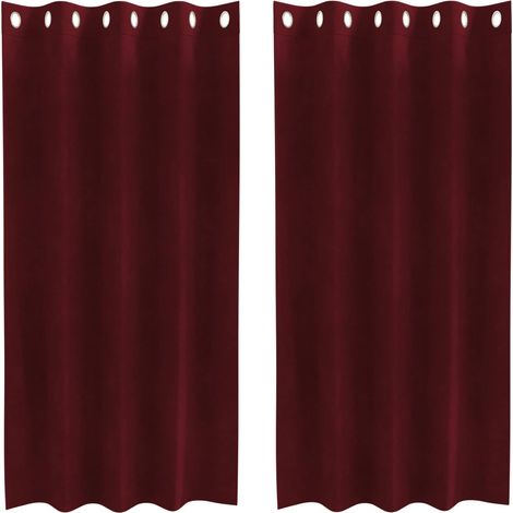 Rideaux occultants 2 pcs Bordeaux 140 x 175 cm Velours (1/5)