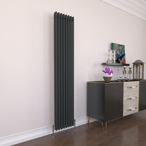 T&K Vertical Radiator Traditional 2 Column Designer 1800x380mm Anthracite Modern Cast Iron Style Central Heating Rads (1/5)