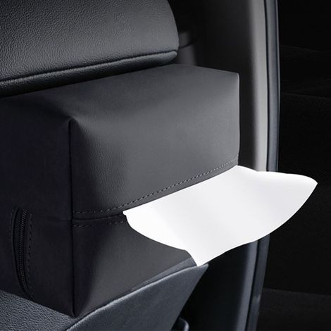 Boîte à Mouchoirs de Voiture en Cuir Nappa avec Lanière - Rangement Accessoire Siège Arrière Facile à Installer (1/5)