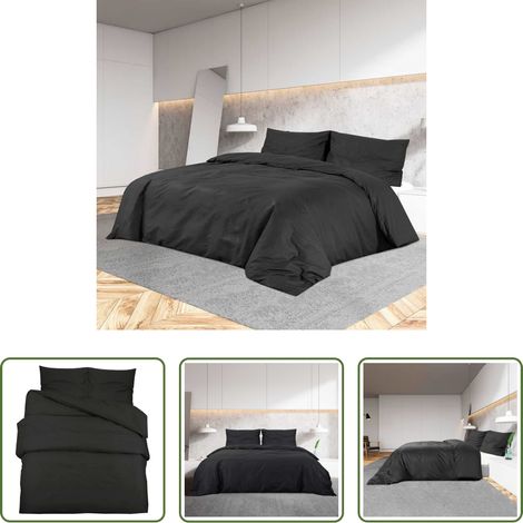 Housse de couette microfibre - Ensemble de housse de couette Noir 240x220 cm Microfibre légère (1/5)