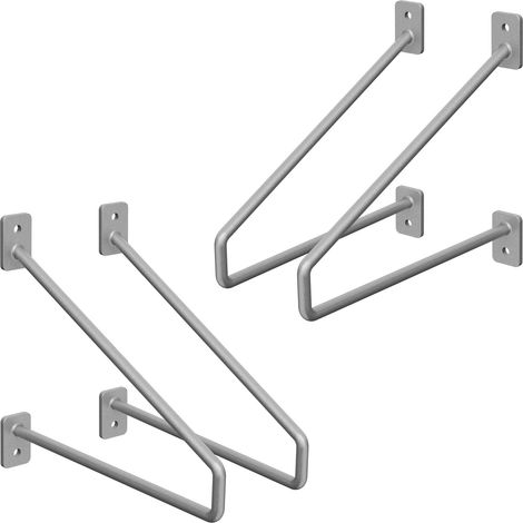 ML-Design Set de 4x Soporte de Estante 220 mm Plateado de Acero Estilo Industrial en Forma de A, Horquilla Triangular de Pared apto para Balda, Repisa o Estantería Flotante, Proyectos DIY de Bricolaje (1/5)