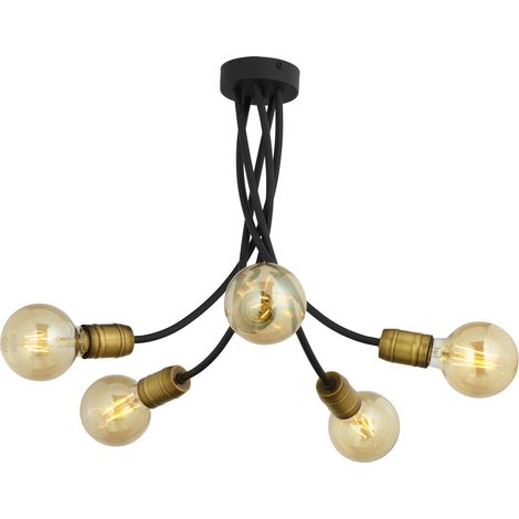 Plafoniera industriale nero oro 5xE27 Jupiter Luce Pat (1/2)