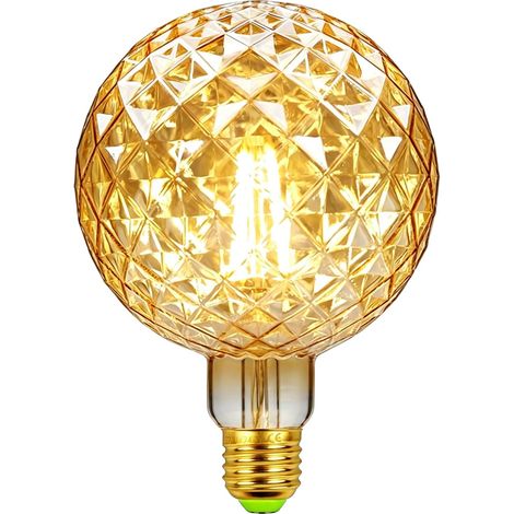 Ampoules LED Vintage 4W Blanc Chaud 2500Kelvin Big Globe Cristal Ampoule LED 220/240V E27 Base Spécialité Ampoule Décorative G125 (Crystal) (1/5)