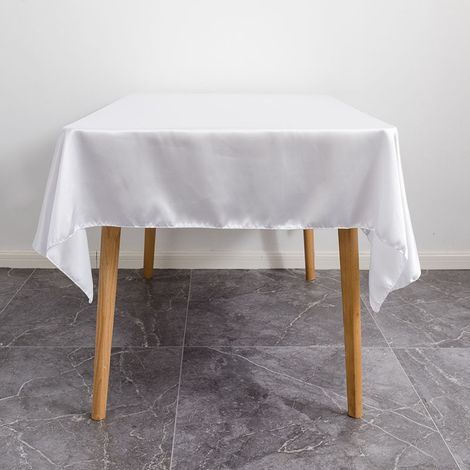 Nappe rectangulaire blanche en polyester 145 x 305 cm pour salle à manger, mariage, banquet, hôtel (1/5)