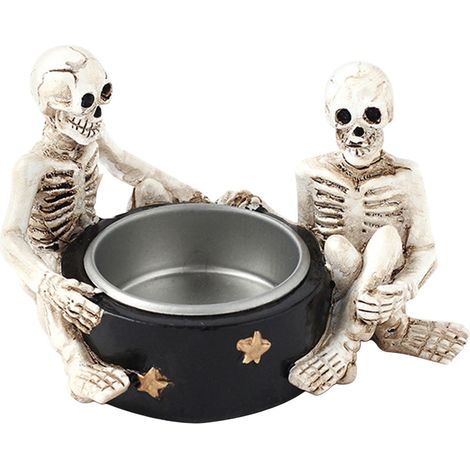 Support Pour Bougie Halloween - Sculpture Squelette Sorcière Fantôme En Résine - Décoration Bureau Intérieur - Lot De 1 (1/5)