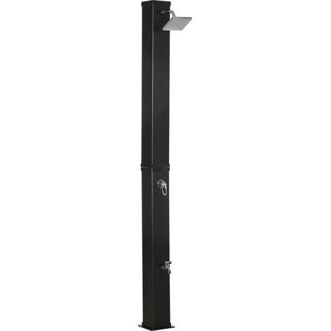 Douche solaire extérieure 40 L douche pied pommeau effet pluie eau 60°C fixation incluse noire