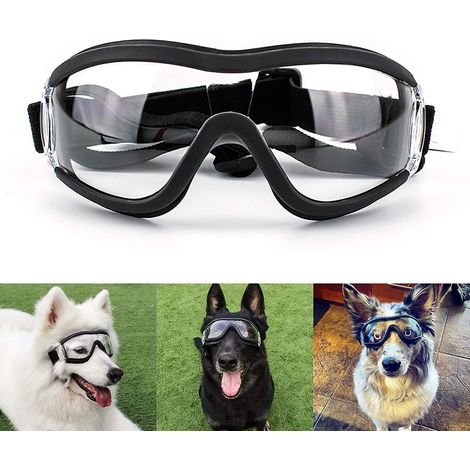 Lunettes Pour Chien - Protection Oculaire Antieau Antivent Et Anti UV - Cadre Noir Verres Transparent En Polycarbonate - Pour Chiens Moyens Et Grands - 1 Pièce (1/5)