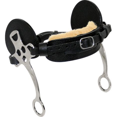 nero - Hackamore tre fori inox e cuoio nasalina imbottita con lana staccabile