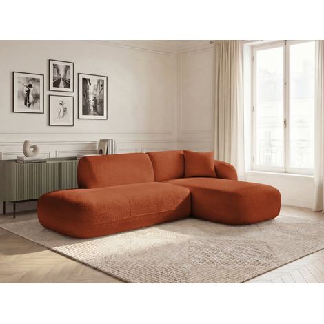 BOBOCHIC - Canapé d'angle fixe modulable ANDA avec 1 méridienne et 1 chauffeuse bout de canapé Angle droit Orange (1/5)
