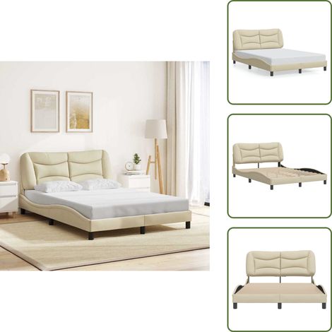 Cuscino testiera - vidaXL Giroletto senza Materasso Hvar Crema 140x200 cm in Tessuto - Letto con testiera in tessuto