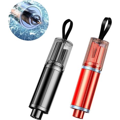 [JAMAIS UTILISÉ]Brise Vitre Coupe Ceinture, Marteau De Sécurité pour Voiture, 2 en 1 Coupe Ceinture Brise Vitr, Outil De Secours d'urgence Essentiel pour Les Voitures Et Les Bus [ Noir + Rouge ] (1/4)