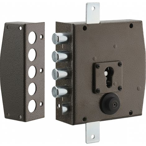 Serratura triplice 3 punti per cilindro europeo, da applicare, acciaio, 154x140 mm, sinistra, 5 chiavi - THIRARD
