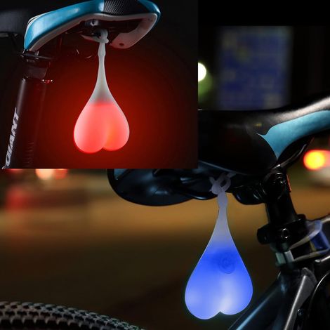 Fahrrad-Kugelrücklichter, 2 Stück Fahrrad-Herzwarnlichter, essentielles LED-Ei-Nachtlicht, wasserdicht – Rot Blau