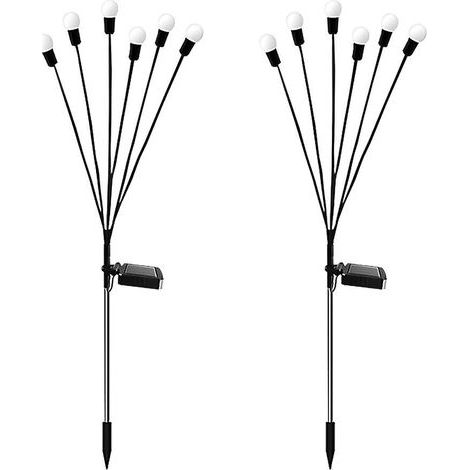 Ensemble de 2 lucioles solaires pour la décoration de jardin, éclairage ondulant à énergie éolienne, adapté aux cours, lumineuses décoratives de Noël. (1/5)
