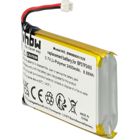 vhbw Battery Replacement for Dogtra BP37P2400 for Dog Collar Trainer (2400 mAh, 3.7 V, Li-polymer)