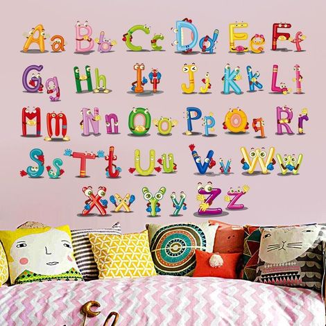 Autocollants muraux pour chambre d'enfant, apprentissage précoce de l'alphabet anglais (1/4)