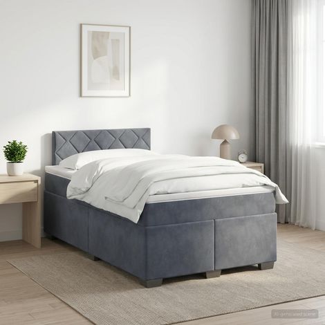 Cama box spring con colchón Gris oscuro 120 x 200 cm Terciopelo (1/5)