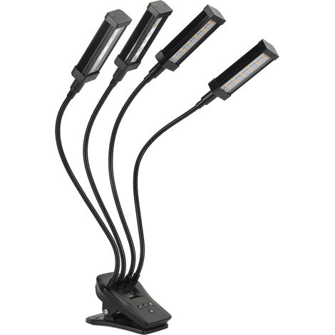 Lampe de croissance pour plantes de jardin 96 W à 4 têtes avec écran LCD, plusieurs modes de gradation, spectre complet, 100-240 V, noire, prise américaine (1/5)