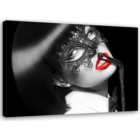 Tableau sur toile Femme au masque noir 60x40 (1/5)