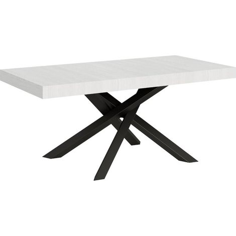 Table à manger design blanche et pieds entrelacés anthracite 180cm Artemis (1/3)