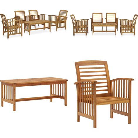 5-tlg. Garten-Lounge-Set Massivholz Akazie - Gartensofa - Lounge Set - Holz Gartenmöbel - Esszimmergarnitur - Outdoor Furniture - Home & Living